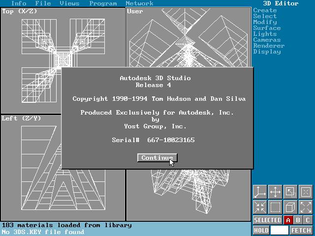 MS DOS BASED 3D Studio. This is the  Parrent Software of Todays 3D Studio Max by Autodesk